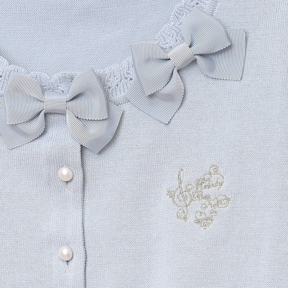 Triple Ribbon Cotton Knit Cardigan