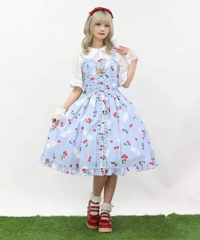 Cherry Bunny Print Jumperskirt
