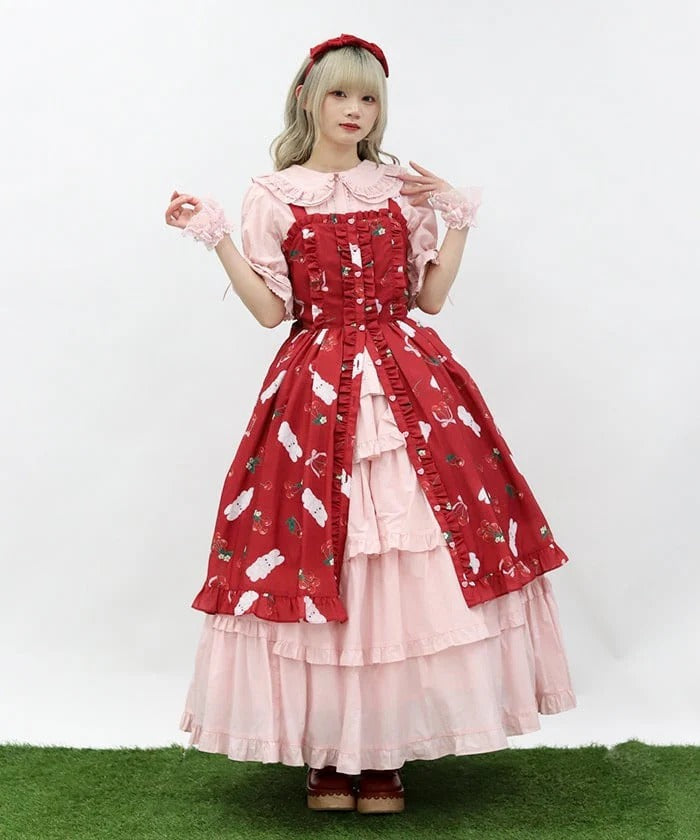 Cherry Bunny Print Jumperskirt