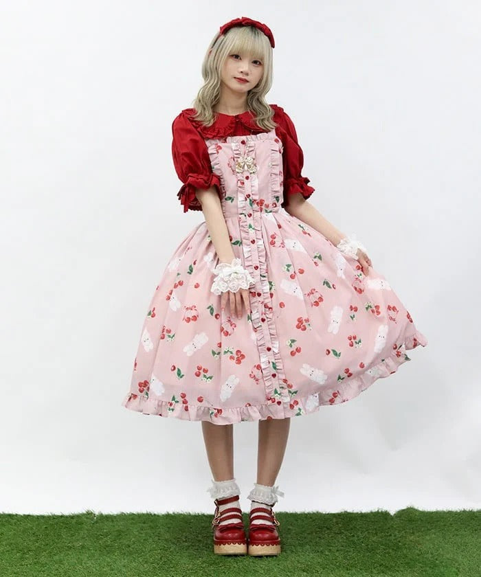 Cherry Bunny Print Jumperskirt