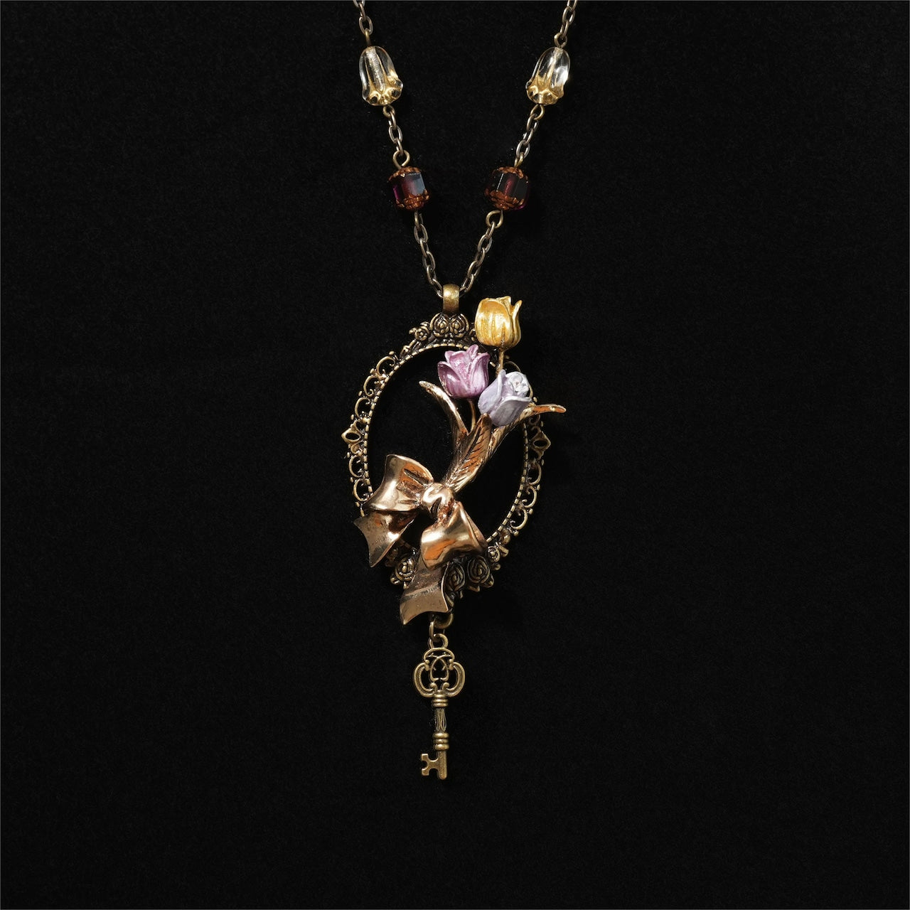 Flower Garden Tie Tulip Frame Long Necklace
