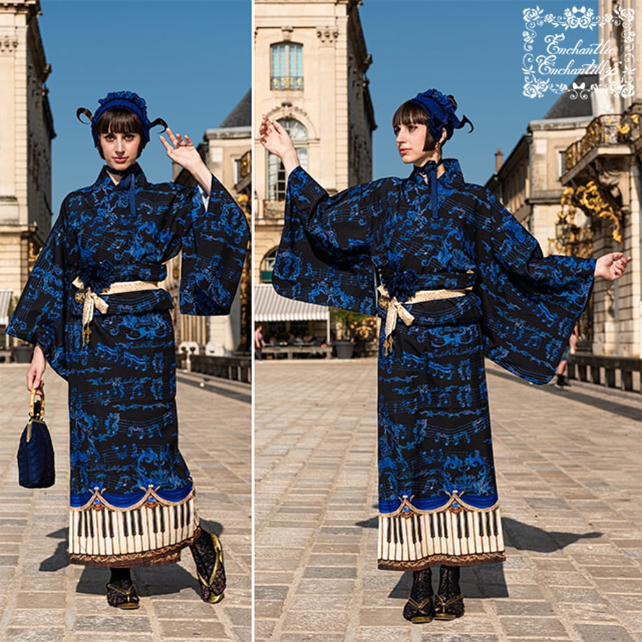 Antique Elegance Piano Pattern Yukata