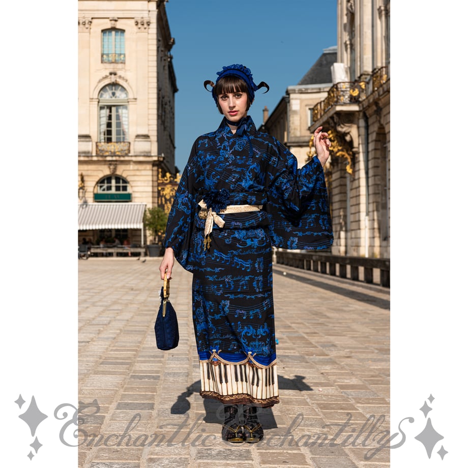 Antique Elegance Piano Pattern Yukata