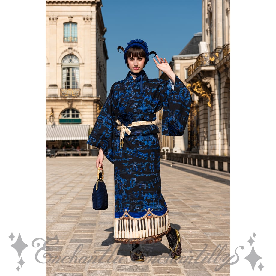 Antique Elegance Piano Pattern Yukata