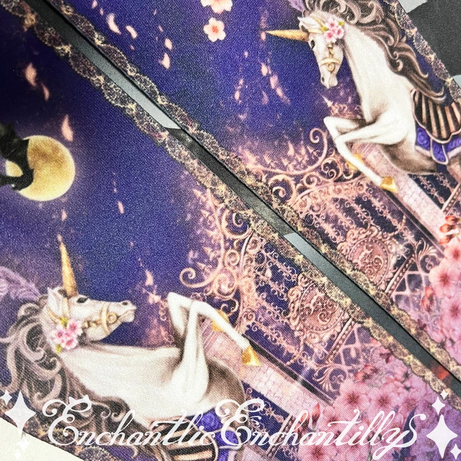 Phantom Cherry Blossom Castle The Illusory Unicorn Over Knee Socks (Lapis Night)