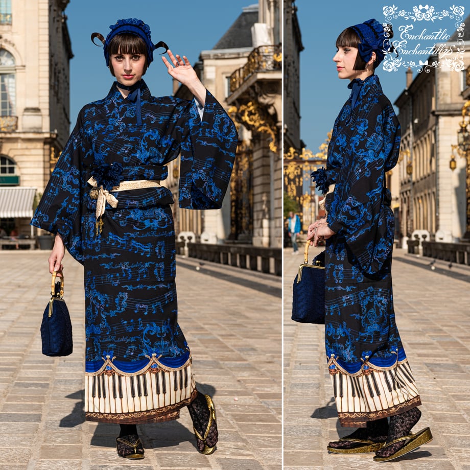 Antique Elegance Piano Pattern Yukata