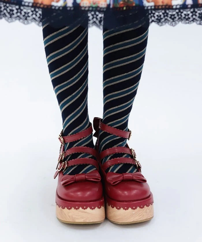 Diagonal Stripes Over-knee Socks