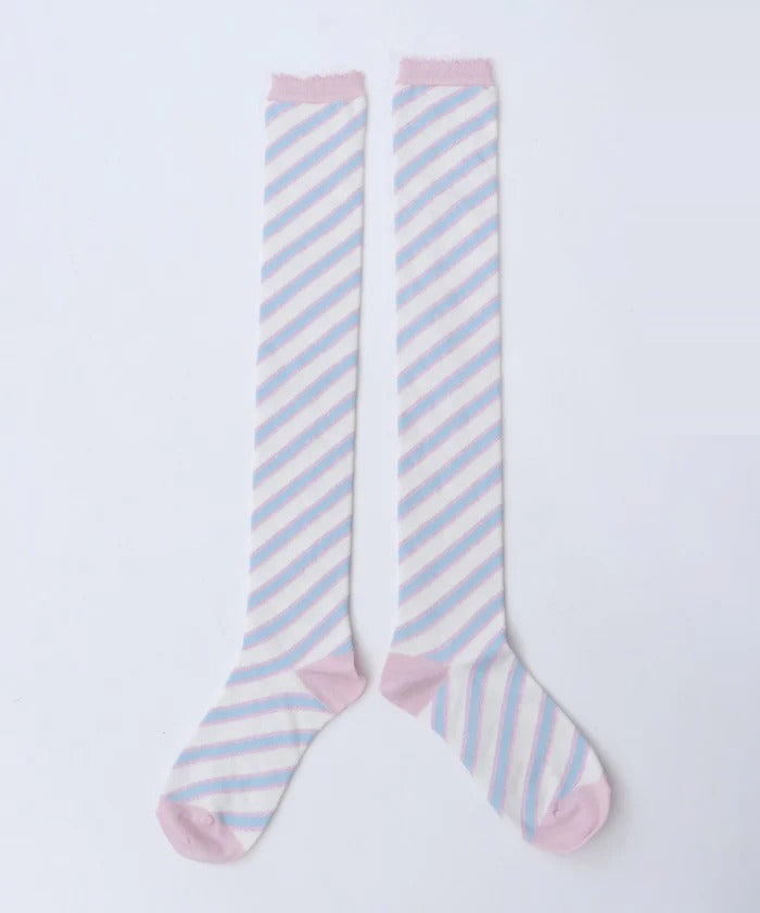 Diagonal Stripes Over-knee Socks