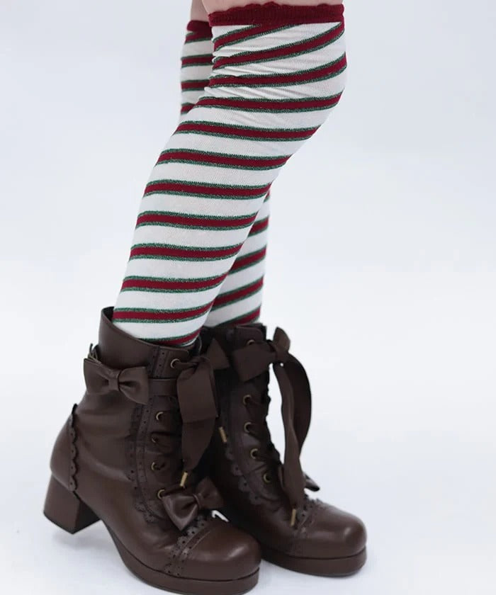 Diagonal Stripes Over-knee Socks