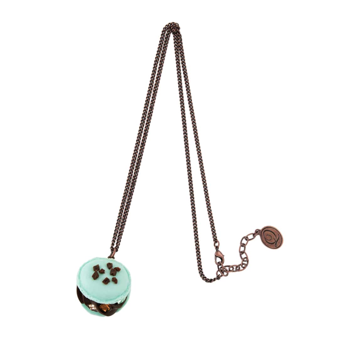 Mint Chocolate Macaron Necklace