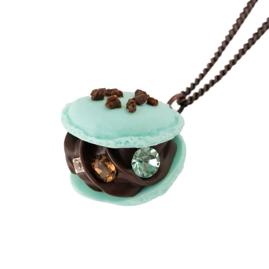 Mint Chocolate Macaron Necklace