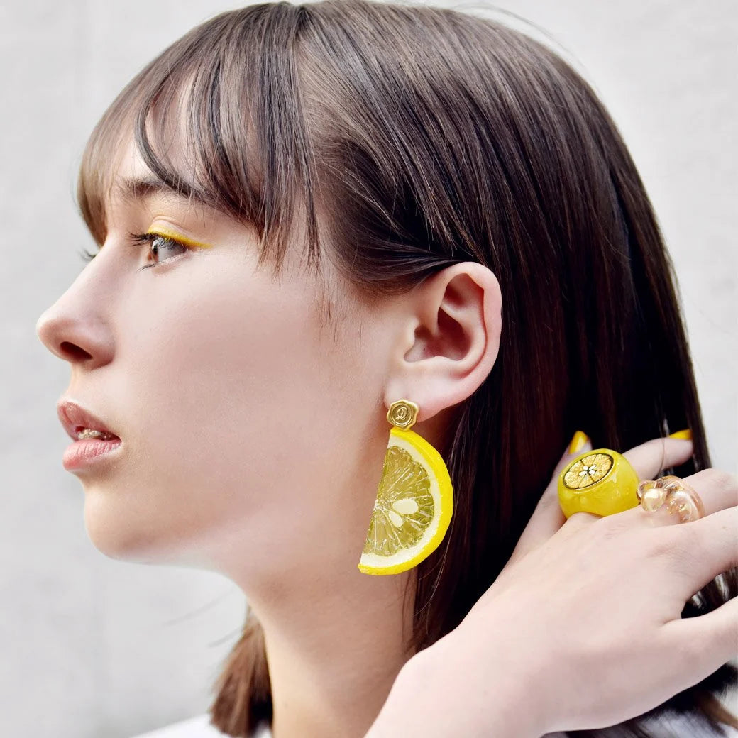 Fresh Lemon Pierced Earrings (Pair)