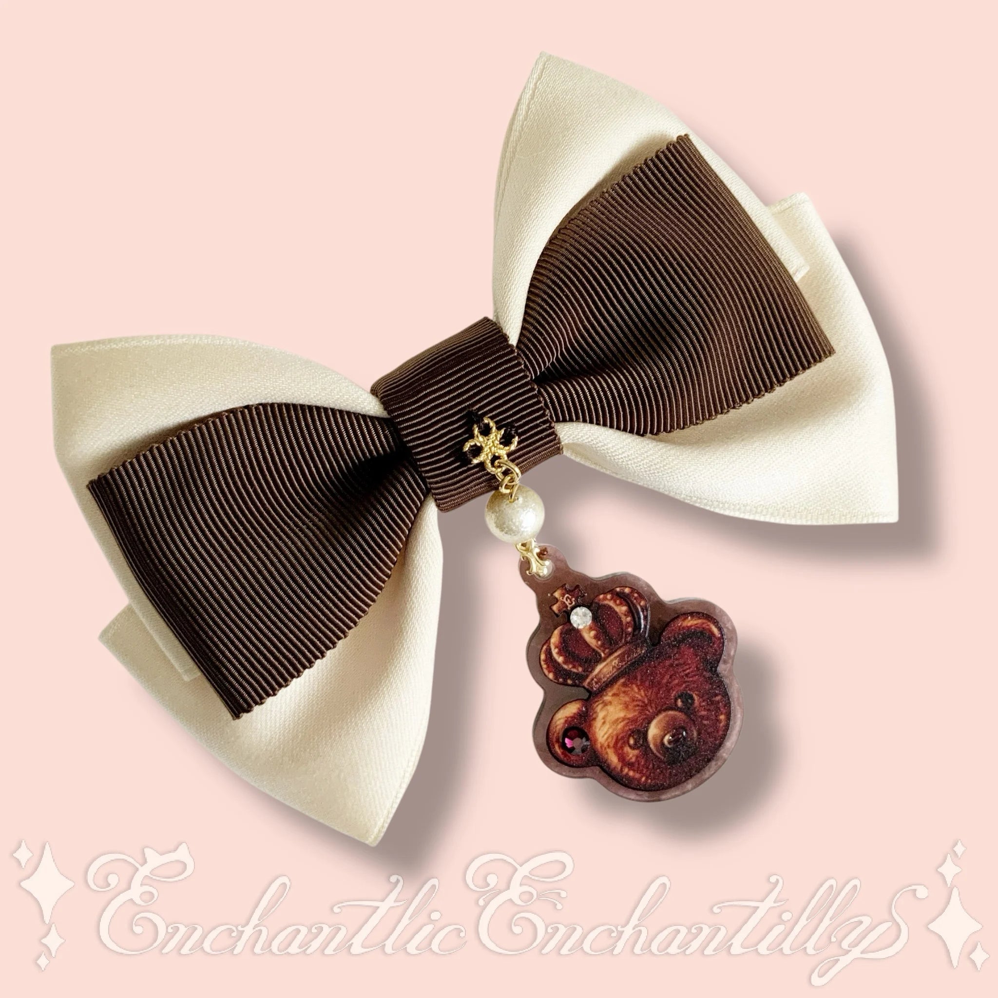 Chocolate Bear Ribbon Brooch