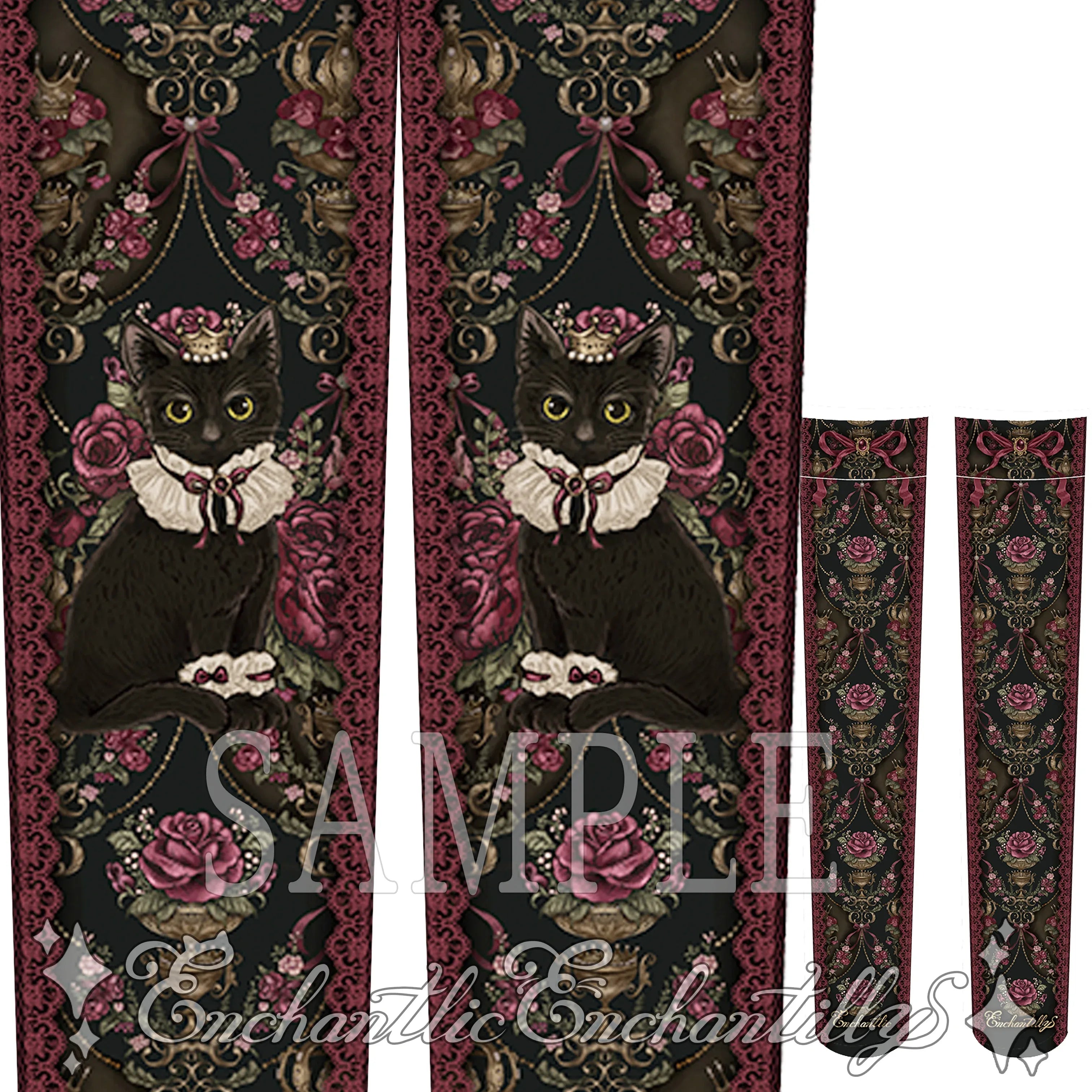Black Cat Rose Story Over the Knee Socks