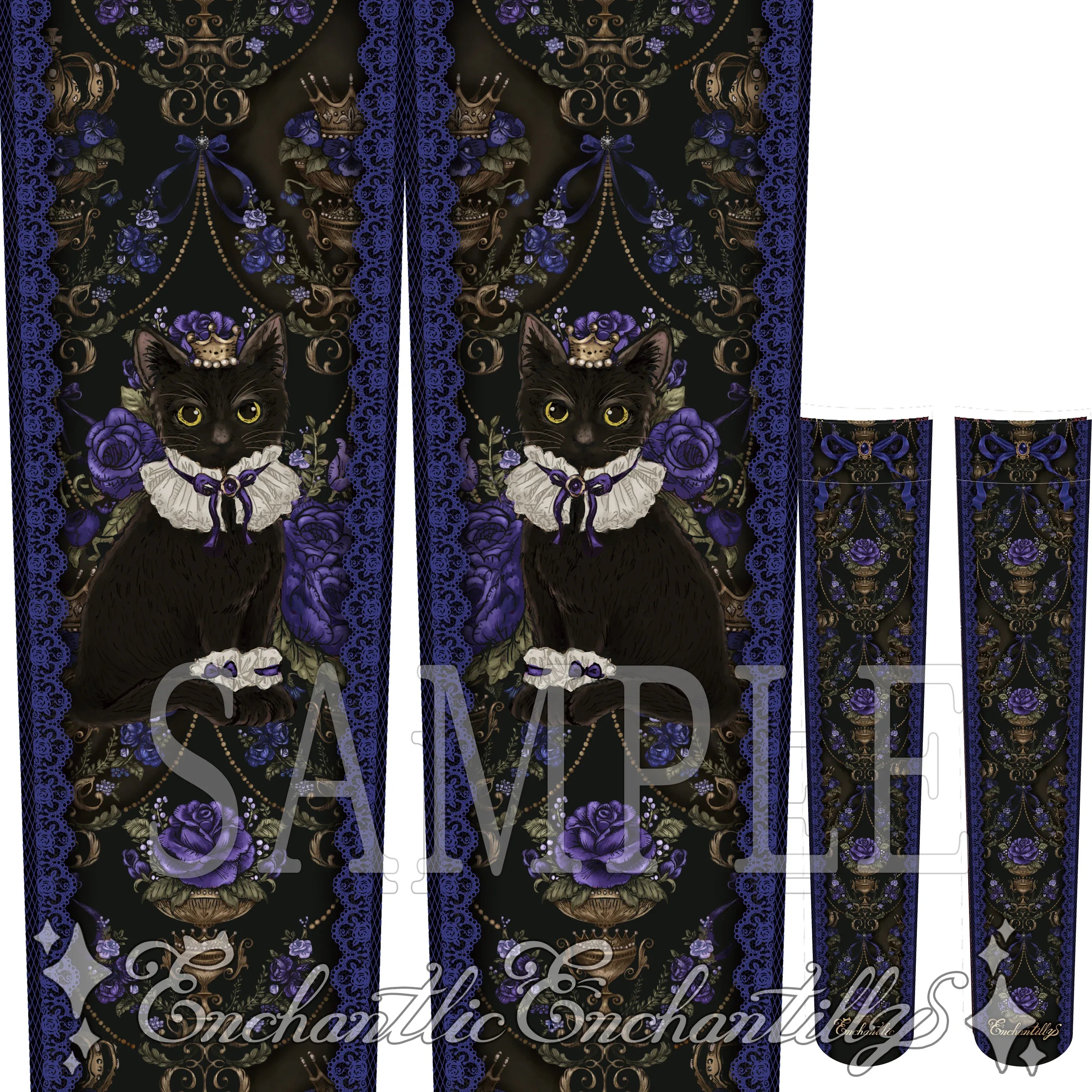 Black Cat Rose Story Over the Knee Socks