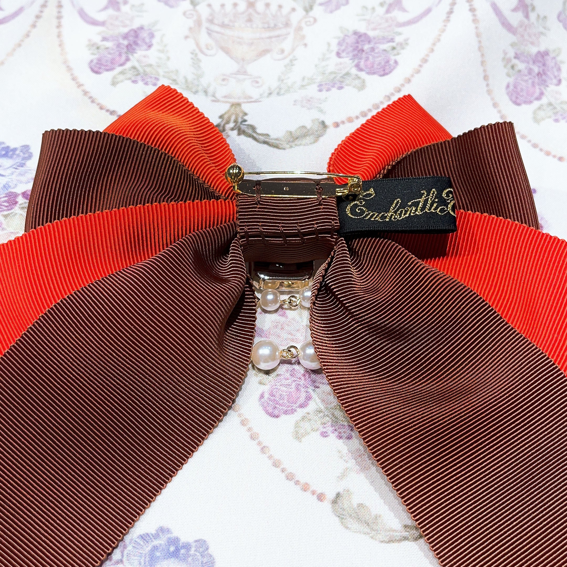 Jewelry Box Pearl Ribbon Brooch Antique Tassel