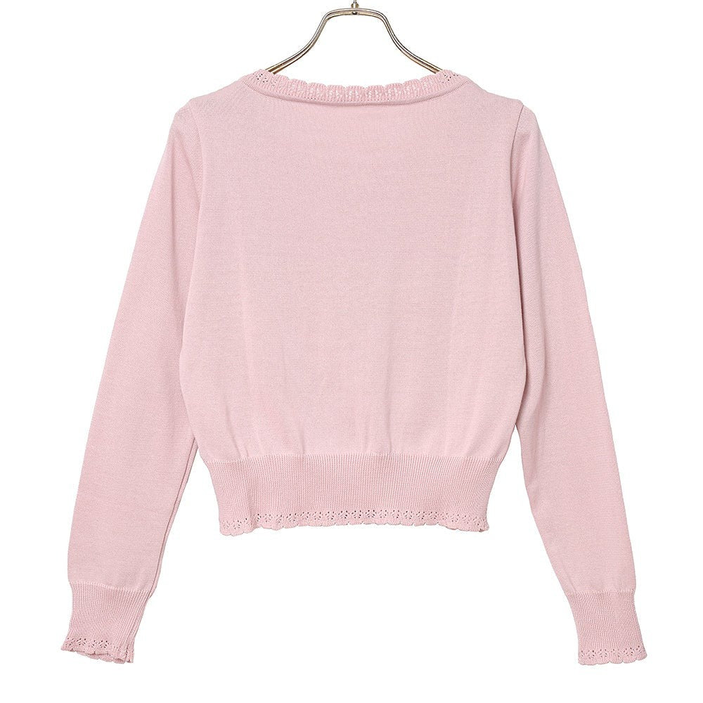 Triple Ribbon Cotton Knit Cardigan