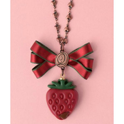 Strawberry Ganache Ribbon Necklace - Red