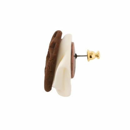 Chocolate Waffle Earring - Brown