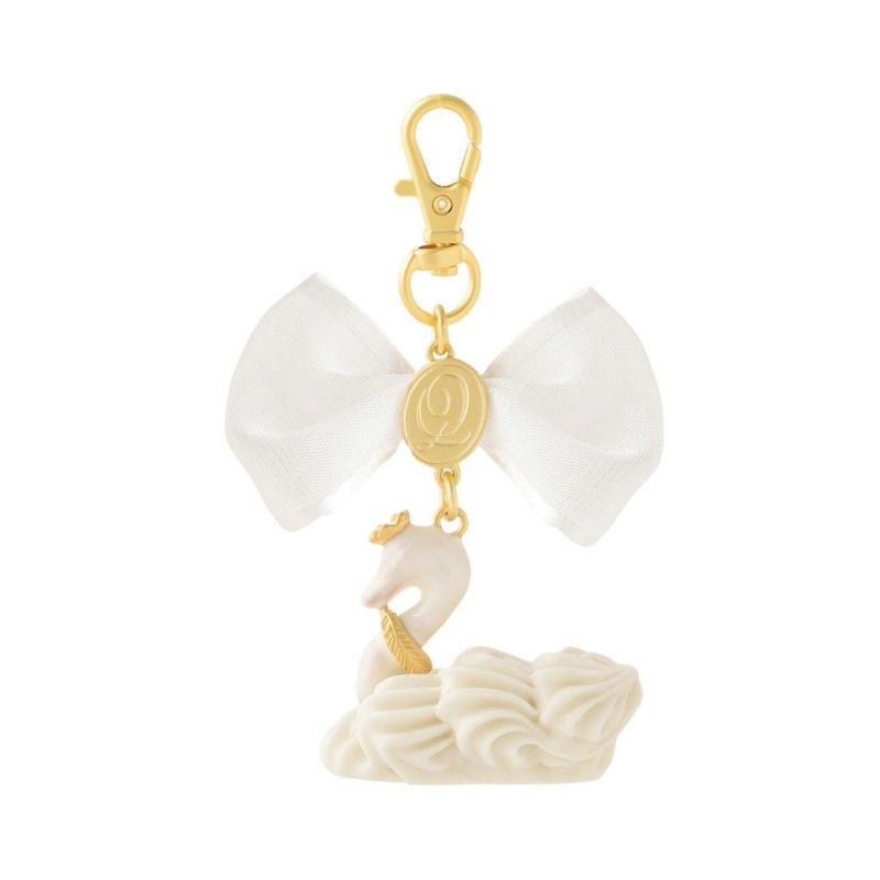 Swan Cream Cake Bag Charm - White