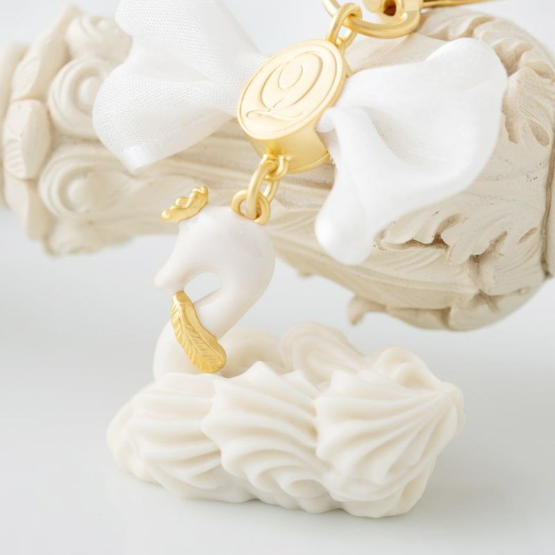 Swan Cream Cake Bag Charm - White