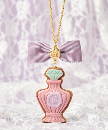 [Q-pot. X Misako Aoki] Classic Rose Perfume Sugar Cookie Necklace - Pink