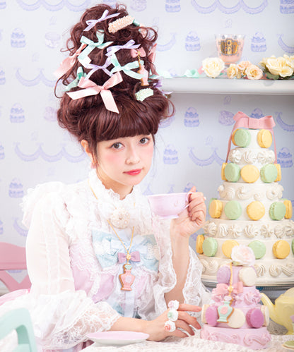 [Q-pot. X Misako Aoki] Classic Rose Perfume Sugar Cookie Necklace - Pink