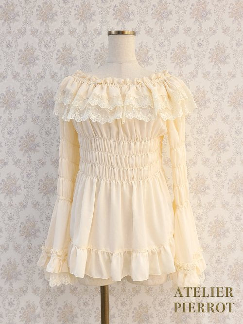 Shirring Princess Sleeve Blouse