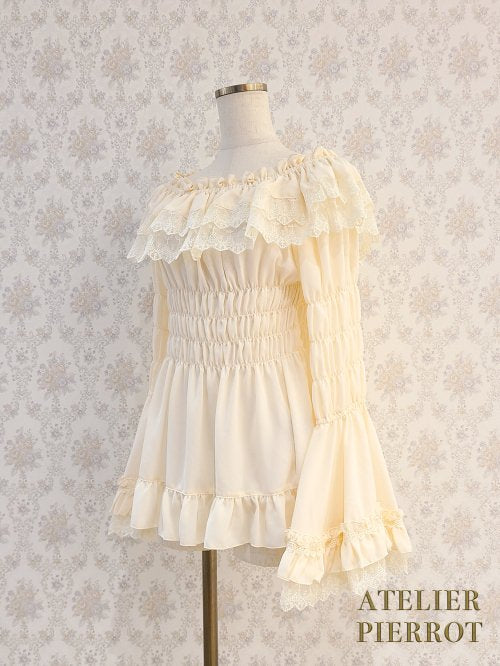 Shirring Princess Sleeve Blouse