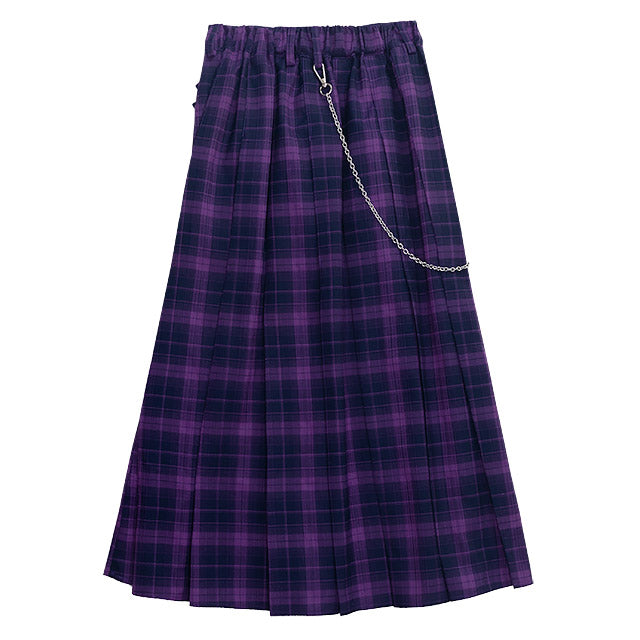 Layered Style Pleated Skirt with Chain