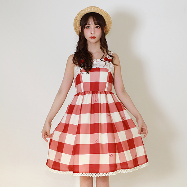 Melody Block Check Jumper Dress