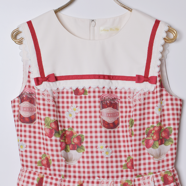 Strawberry Picnic Sailor Sleeveless Dress