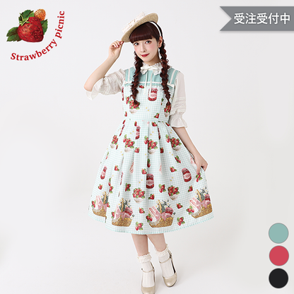 Strawberry Picnic Sailor Sleeveless Dress