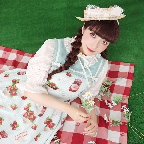 Strawberry Picnic Sailor Sleeveless Dress