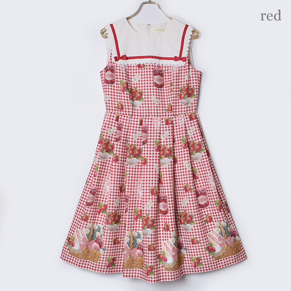 Strawberry Picnic Sailor Sleeveless Dress
