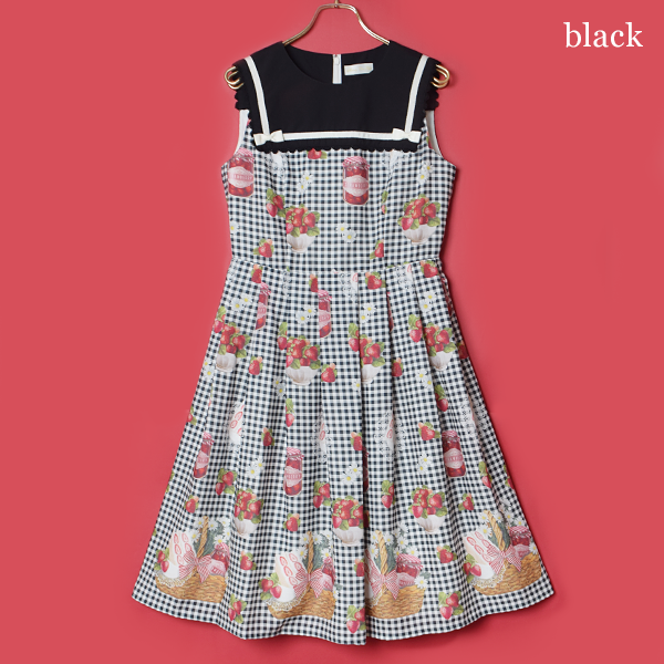 Strawberry Picnic Sailor Sleeveless Dress