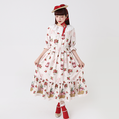 Strawberry Picnic Tiered Frill Dress