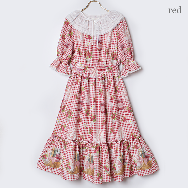 Strawberry Picnic Tiered Frill Dress