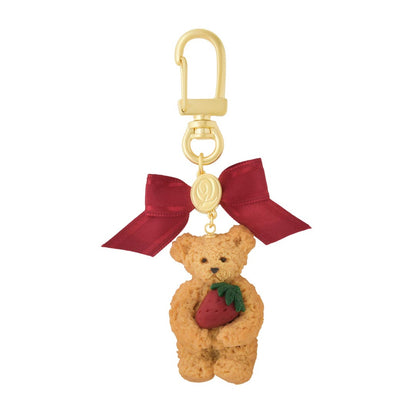 Teddy Bear Maple Cookie Keychain (Strawberry)