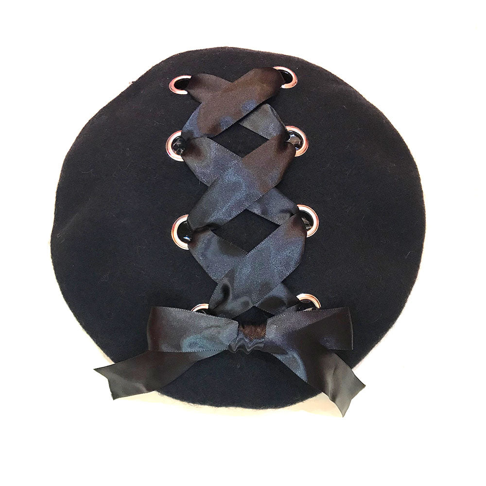 Ribbon Cross Satin Beret