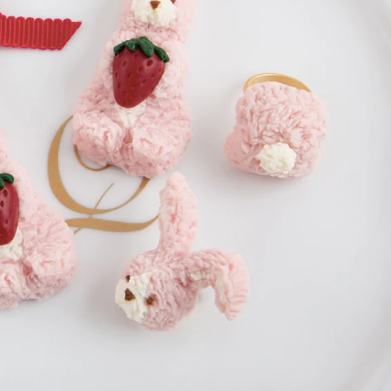 Strawberry Milk Rabbit Cookie Necklace