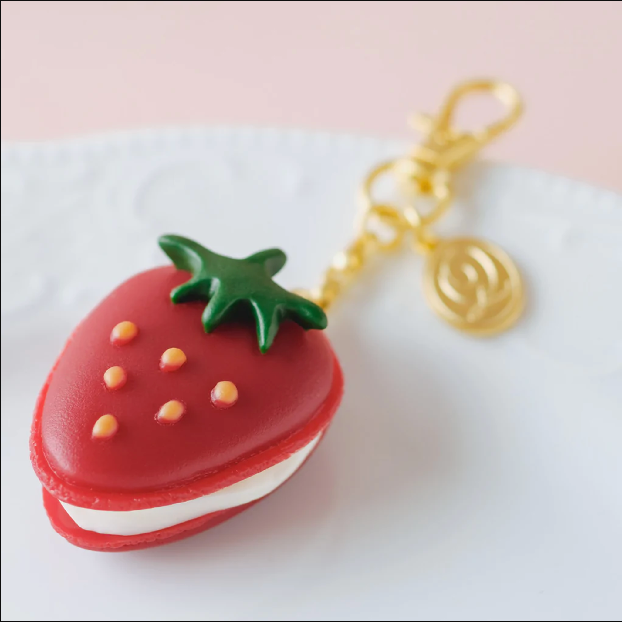 The Strawberry Macaron Bag Charm