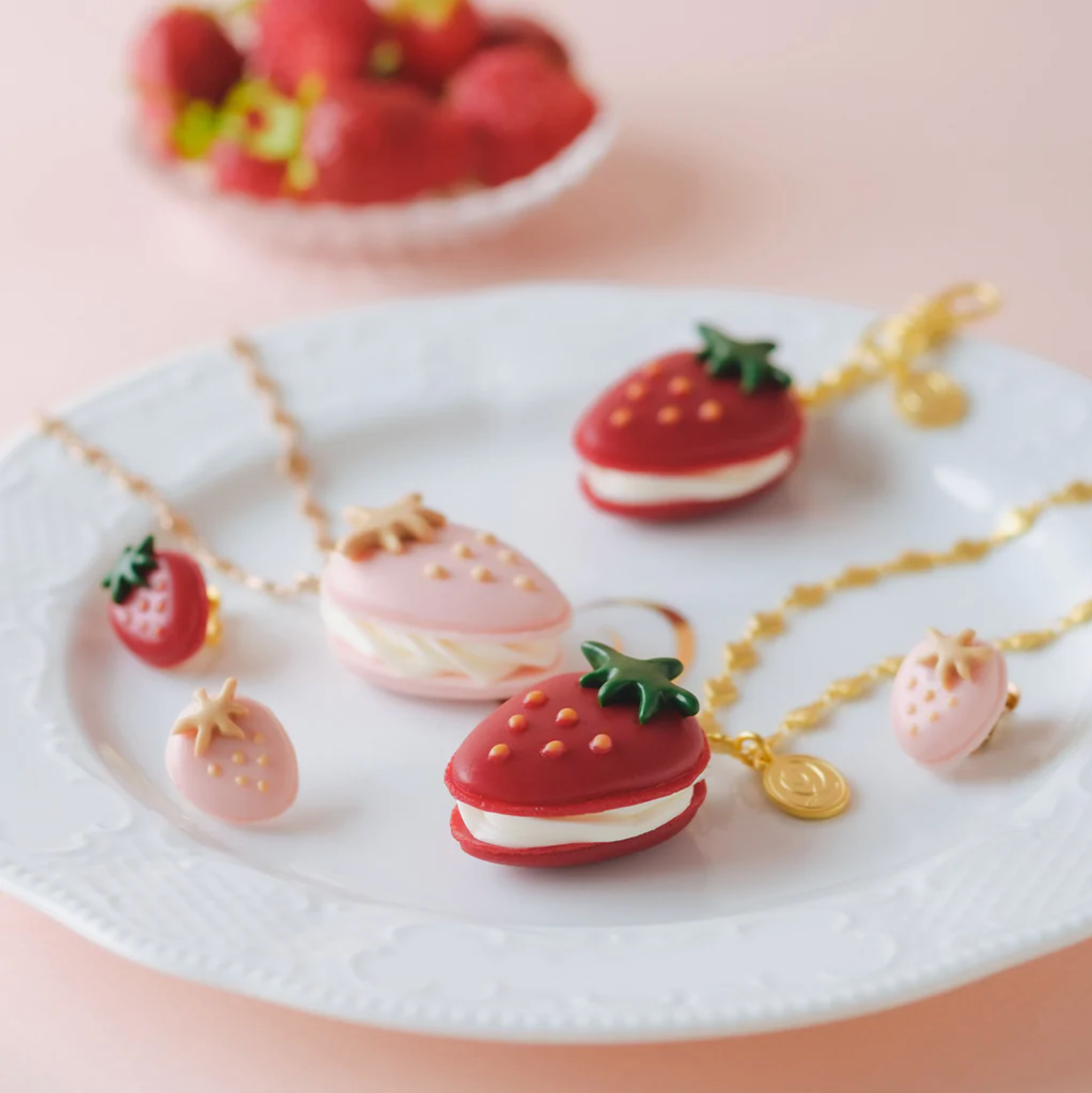 The Strawberry Macaron Bag Charm