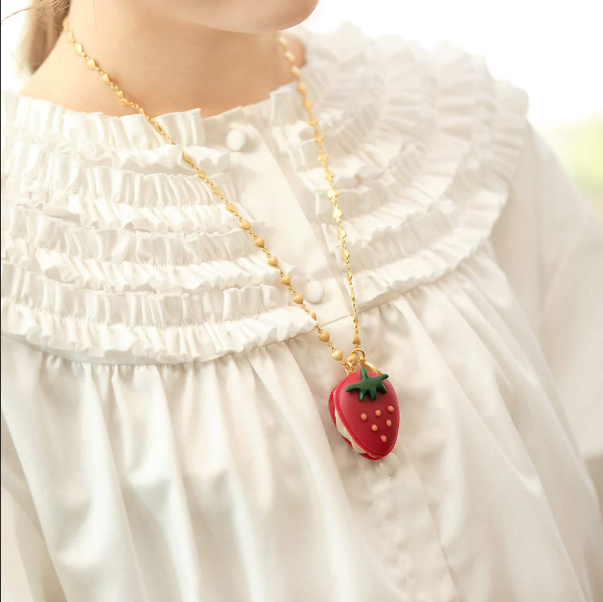 Strawberry Macaron Necklace