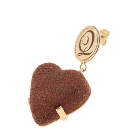 Petit Luxe Heart Chocolat Pierced Earring